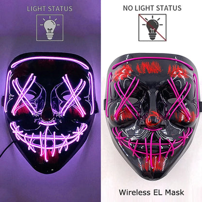 Neon Halloween LED Purge Masks - Scary Costume Outfit Mask