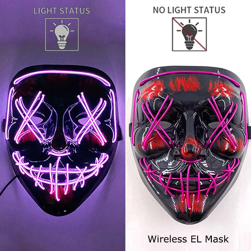 Neon Halloween LED Purge Masks - Scary Costume Outfit Mask