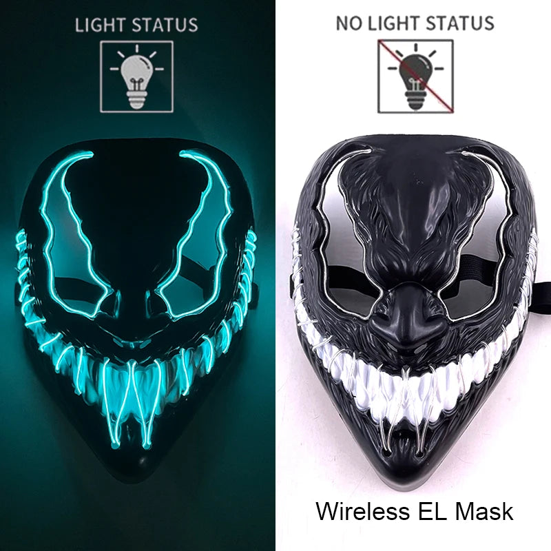 Neon Halloween LED Purge Masks - Scary Costume Outfit Mask