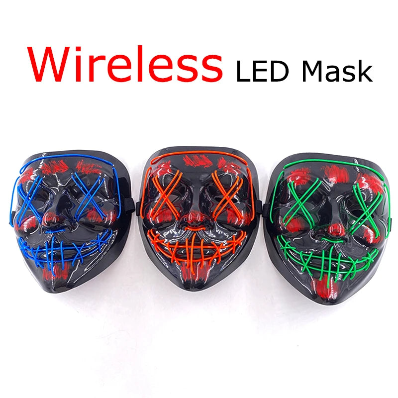 Neon Halloween LED Purge Masks - Scary Costume Outfit Mask