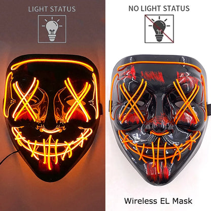 Neon Halloween LED Purge Masks - Scary Costume Outfit Mask
