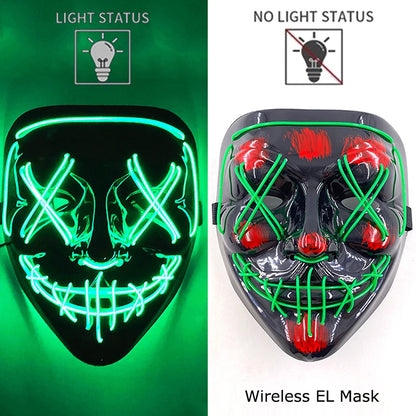 Neon Halloween LED Purge Masks - Scary Costume Outfit Mask