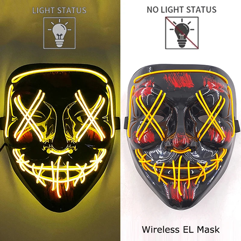 Neon Halloween LED Purge Masks - Scary Costume Outfit Mask