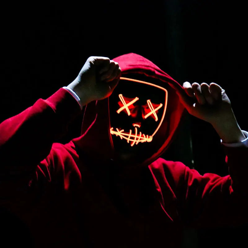 Neon Halloween LED Purge Masks - Scary Costume Outfit Mask
