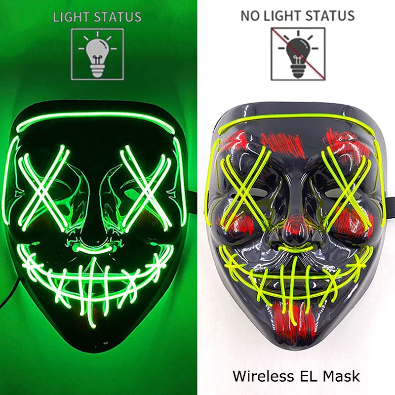 Neon Halloween LED Purge Masks - Scary Costume Outfit Mask