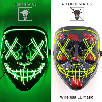 Neon Halloween LED Purge Masks - Scary Costume Outfit Mask
