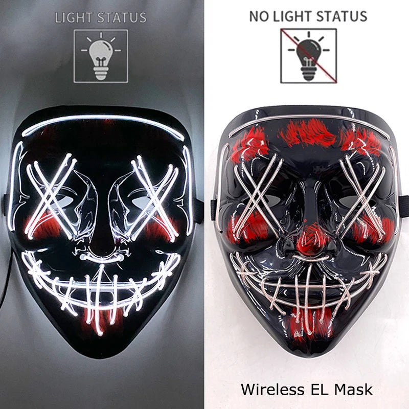 Neon Halloween LED Purge Masks - Scary Costume Outfit Mask