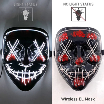 Neon Halloween LED Purge Masks - Scary Costume Outfit Mask