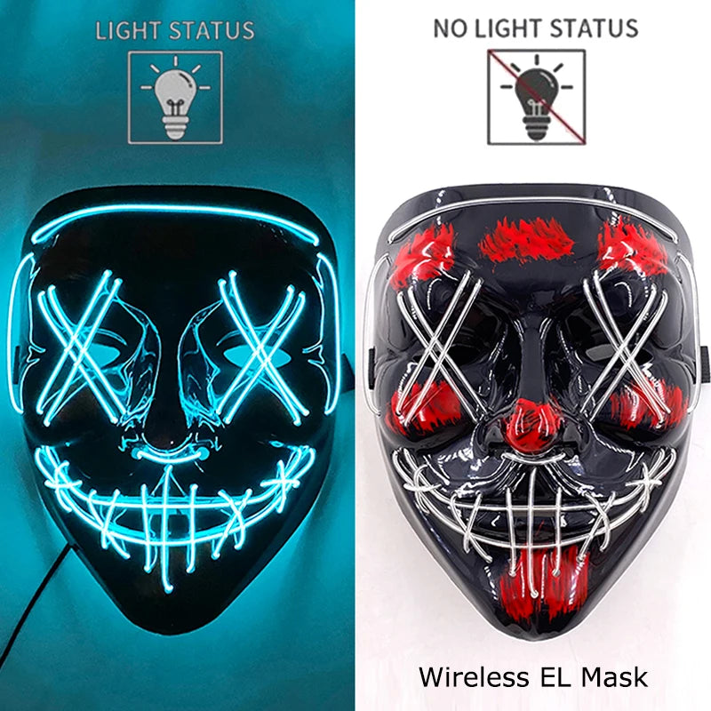 Neon Halloween LED Purge Masks - Scary Costume Outfit Mask
