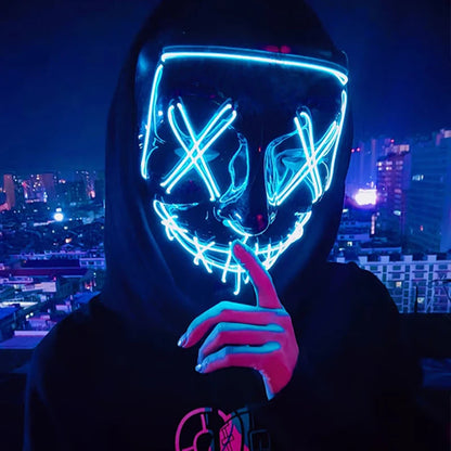 Neon Halloween LED Purge Masks - Scary Costume Outfit Mask