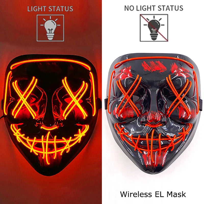 Neon Halloween LED Purge Masks - Scary Costume Outfit Mask