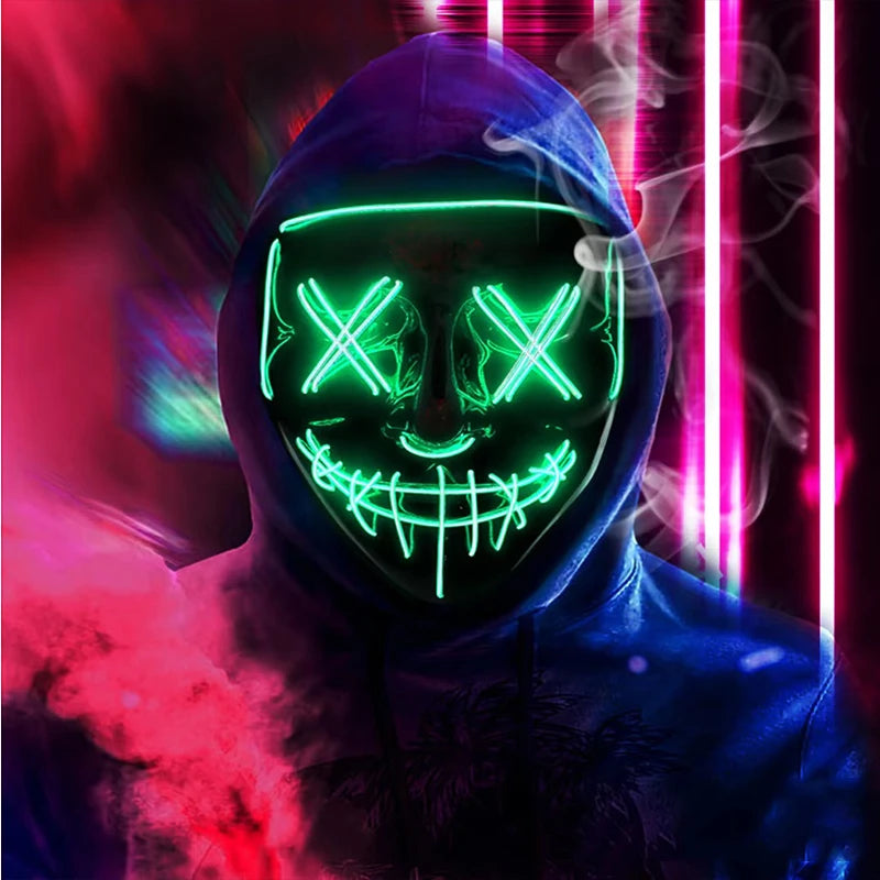 Neon Halloween LED Purge Masks - Scary Costume Outfit Mask