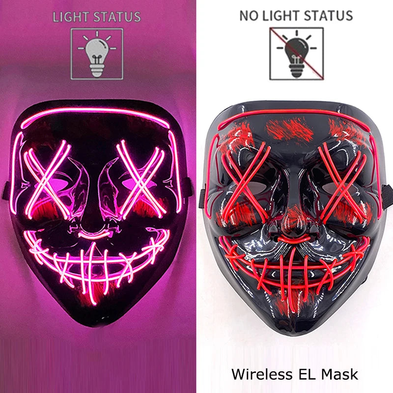 Neon Halloween LED Purge Masks - Scary Costume Outfit Mask