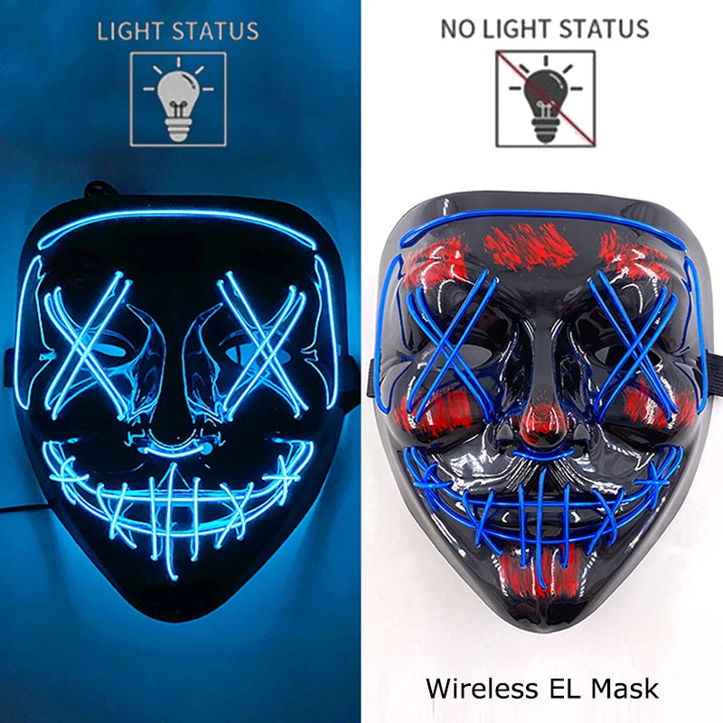 Neon Halloween LED Purge Masks - Scary Costume Outfit Mask