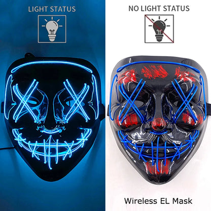 Neon Halloween LED Purge Masks - Scary Costume Outfit Mask