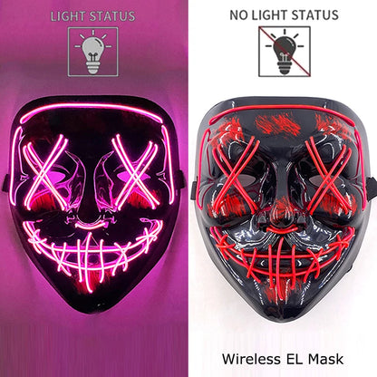 Neon Halloween LED Purge Masks - Scary Costume Outfit Mask