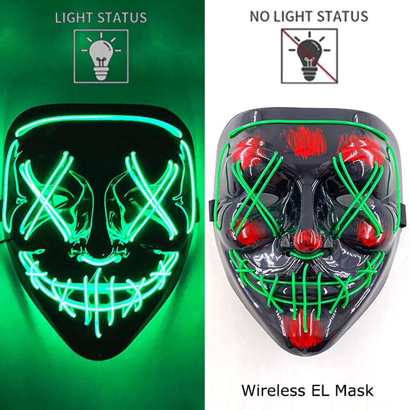 Neon Halloween LED Purge Masks - Scary Costume Outfit Mask